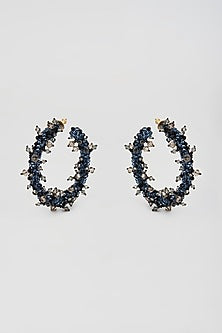 Midnight Blue Swarovski Xilion Crystal Hoop Earrings