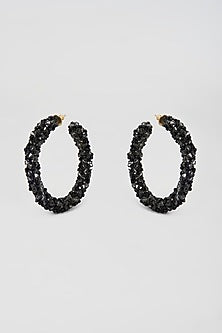 Black Swarovski Xilion Crystal Hoop Earrings