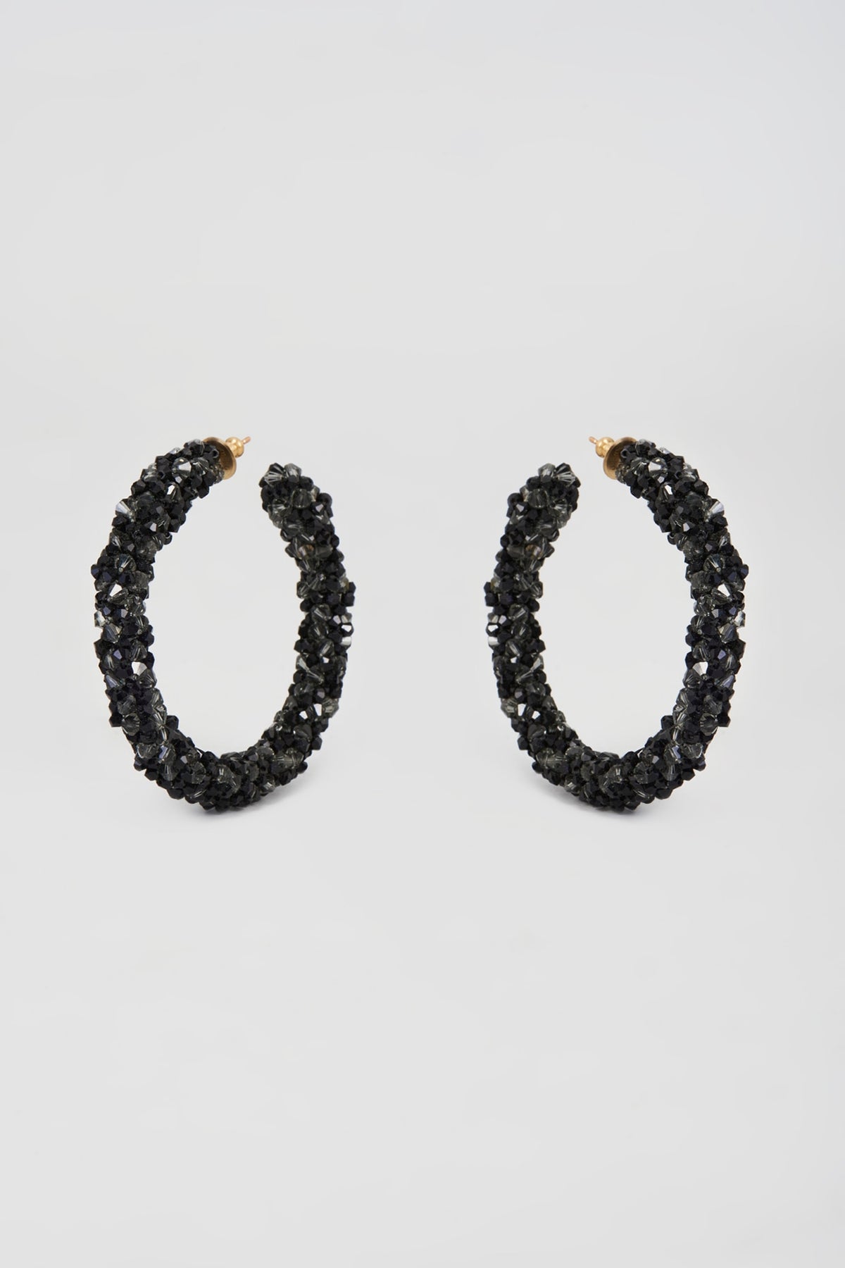 Black Swarovski Xilion Crystal Hoop Earrings