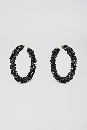 Black Swarovski Xilion Crystal Hoop Earrings