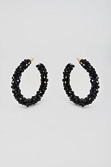 Black Swarovski Xilion Crystal Hoop Earrings