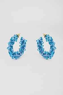 Aquamarine Swarovski Xilion Crystal Hoop Earrings