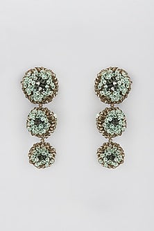Green & Grey Swarovski Xilion Crystal Dangler Earrings