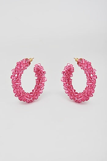 Pink Swarovski Xilion Crystal Hoop Earrings