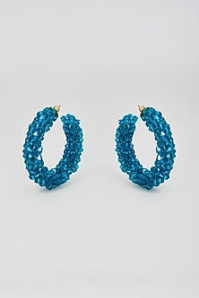 Turquoise Swarovski Xilion Crystal Hoop Earrings