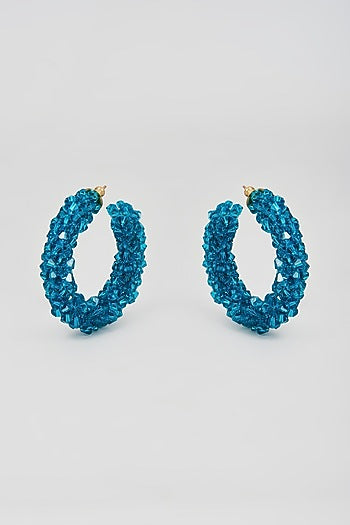 Turquoise Swarovski Xilion Crystal Hoop Earrings