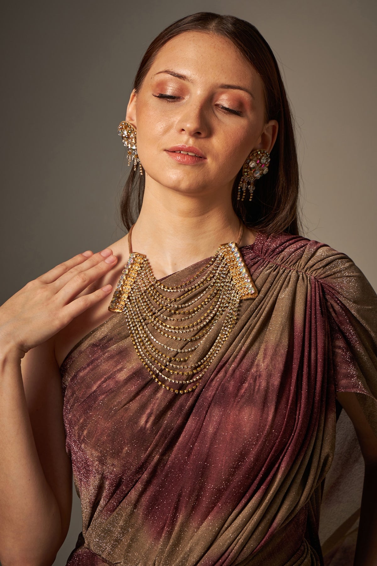 Gold Handmade Embroidered Necklace
