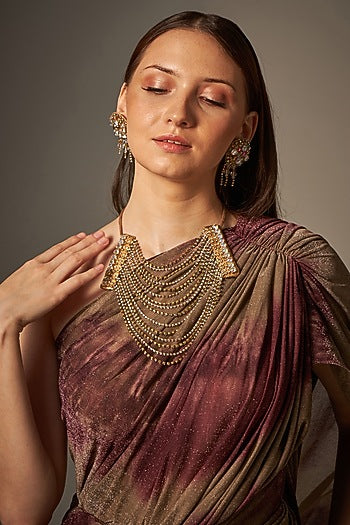 Gold Handmade Embroidered Necklace