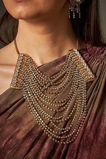 Gold Handmade Embroidered Necklace