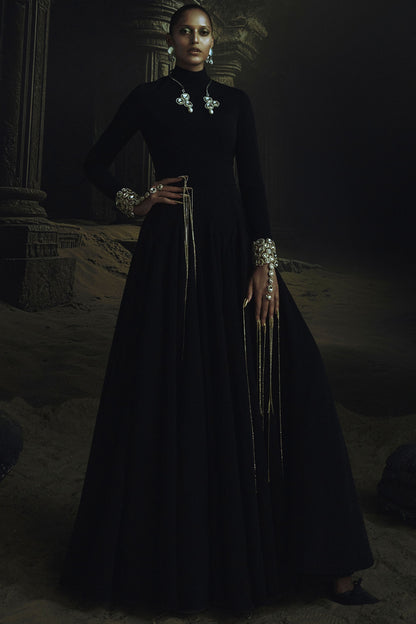 Black Volvo Kundan Embellished Anarkali