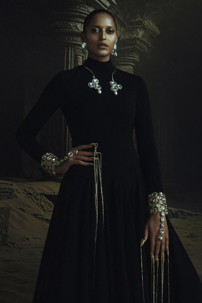Black Volvo Kundan Embellished Anarkali