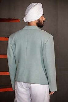 Sage Green Herringbone Blend Blazer