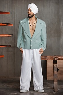 Sage Green Herringbone Blend Blazer