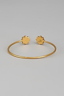 Gold Plated Kundan Polki & Jadau Bangle In Sterling Silver