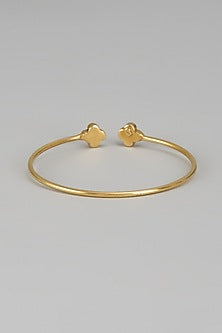 Gold Plated Kundan Polki & Jadau Bangle In Sterling Silver