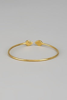 Gold Plated Kundan Polki & Jadau Bangle In Sterling Silver
