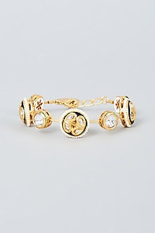 Gold Finish Kundan Polki Booti Bangle
