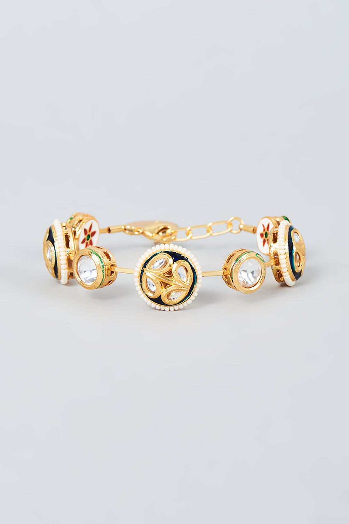 Gold Finish Kundan Polki Booti Bangle