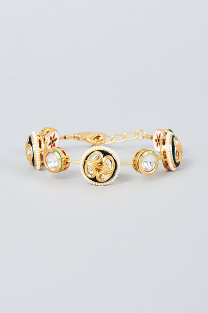 Gold Finish Kundan Polki Booti Bangle