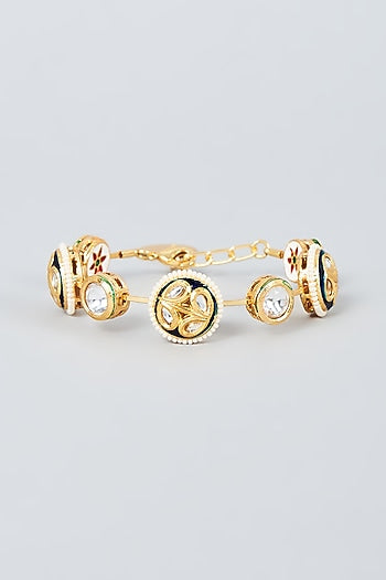 Gold Finish Kundan Polki Booti Bangle