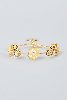 Gold Finish  kundan polki Flower Bangle