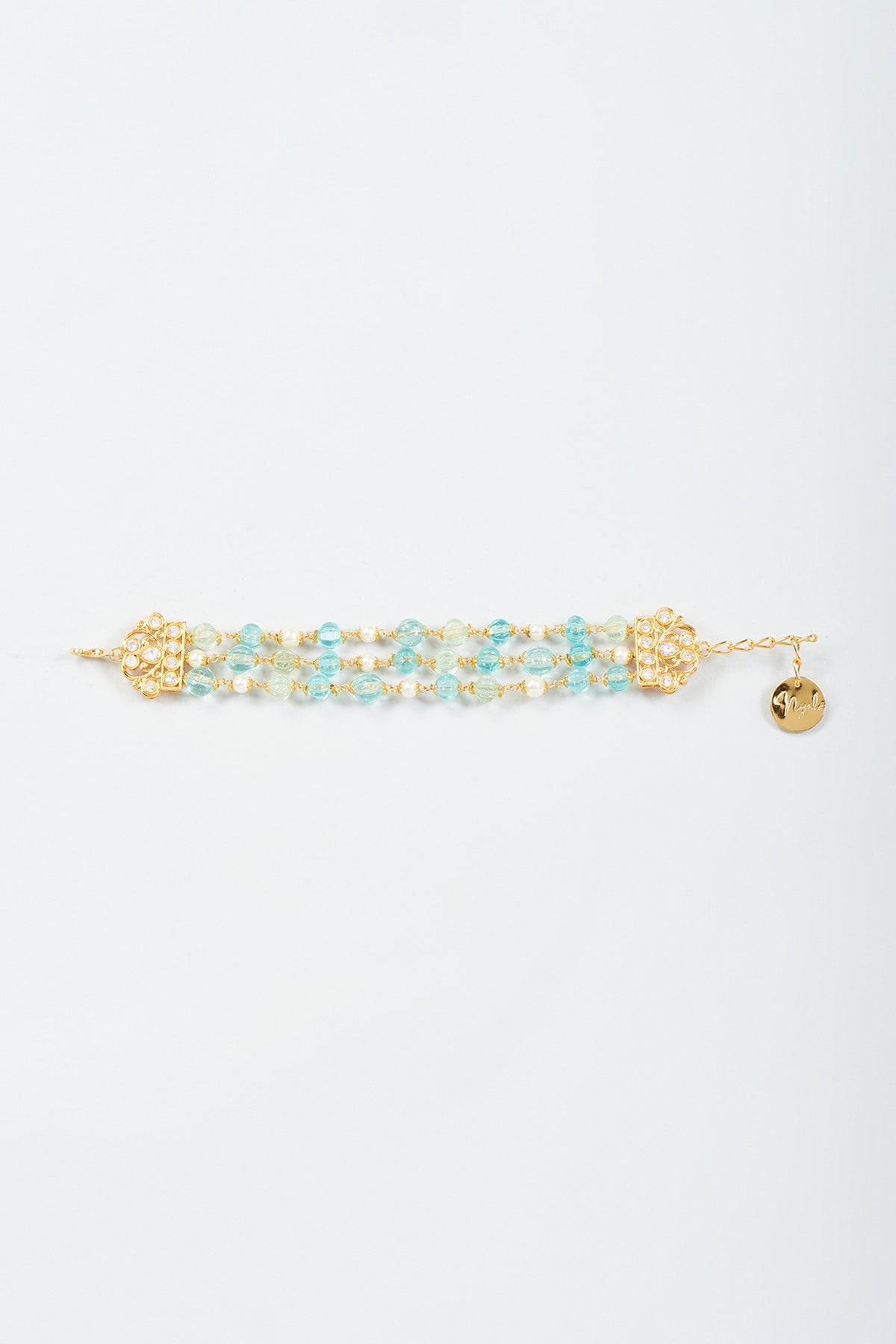 Gold Finish Blue & Green Zircon Bracelet