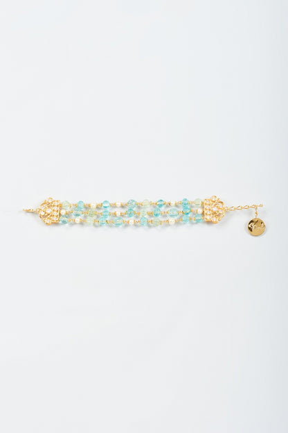 Gold Finish Blue & Green Zircon Bracelet
