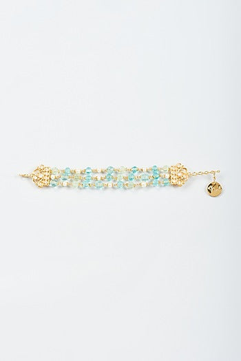Gold Finish Blue & Green Zircon Bracelet