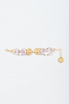 Gold Finish Lilac Bead & American Diamond Bracelet