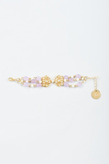 Gold Finish Lilac Bead & American Diamond Bracelet