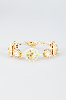 Gold Finish Kundan Polki Meenakari Bangle
