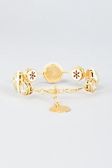 Gold Finish Kundan Polki Meenakari Bangle