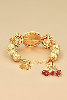 Gold Finish Red & Navy Meenakari Openable Bracelet