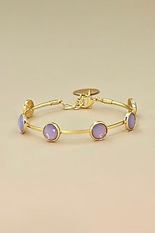 Gold Finish Lilac Stone Adjustable Bangle