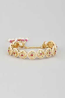 Gold Finish Kundan Polki Cuff
