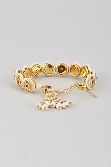 Gold Finish Kundan Polki Cuff