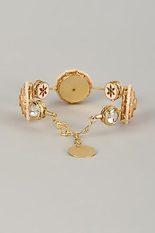 Gold Finish Kundan Polki Meenakari Hand Painted Bangle