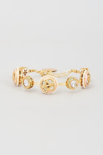 Gold Finish Kundan Polki Meenakari Bangle