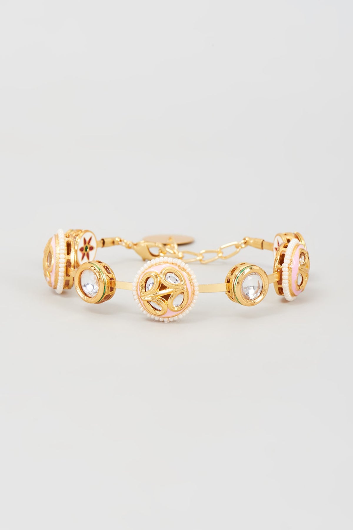 Gold Finish Kundan Polki Meenakari Bangle