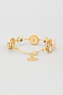 Gold Finish Kundan Polki Meenakari Bangle