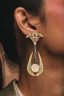 Gold Plated Zircon Earrings In Sterling Silver