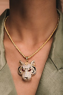 Gold Plated American Diamond Necklace In Sterling Silver