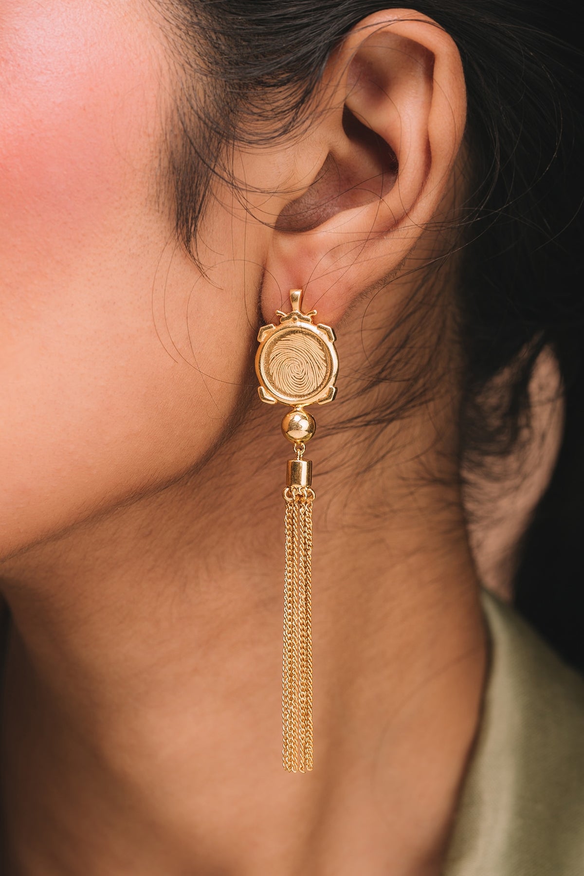 Gold Finish Dangler Earrings In Sterling Silver