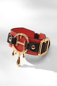 Gold Finish Leather Bracelet