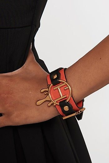 Gold Finish Leather Bracelet