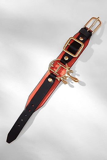 Gold Finish Leather Bracelet
