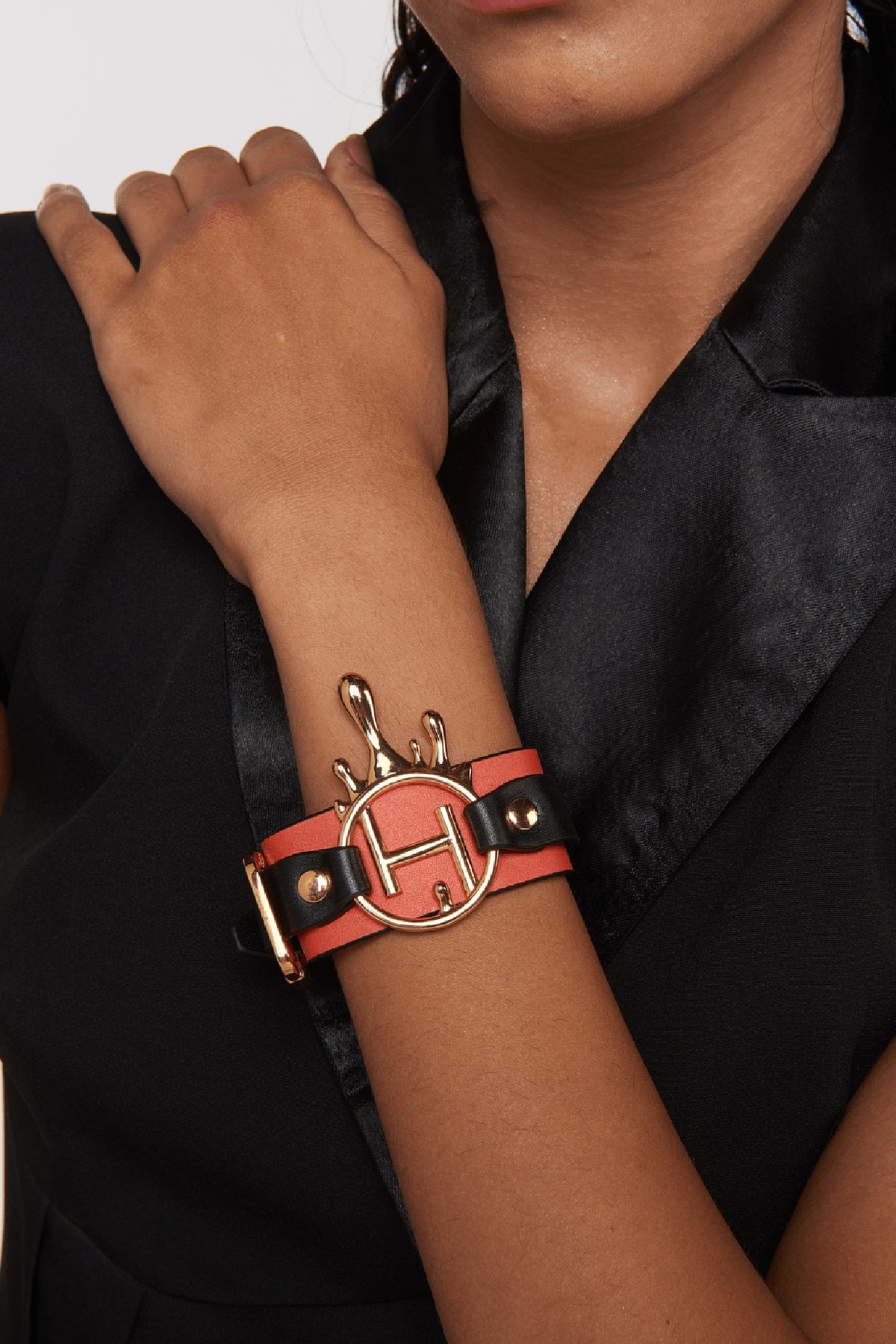Gold Finish Leather Bracelet