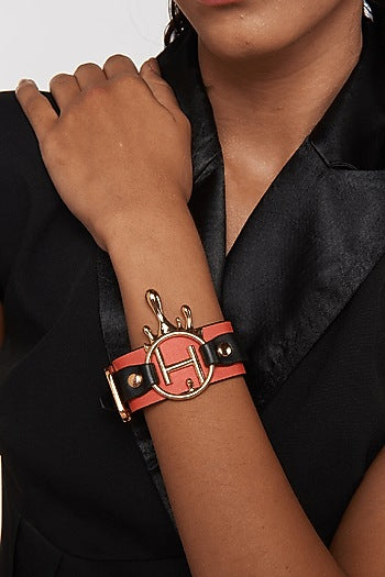 Gold Finish Leather Bracelet