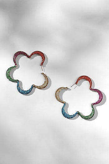 White Plated Cubic Zirconia Hoop Earrings