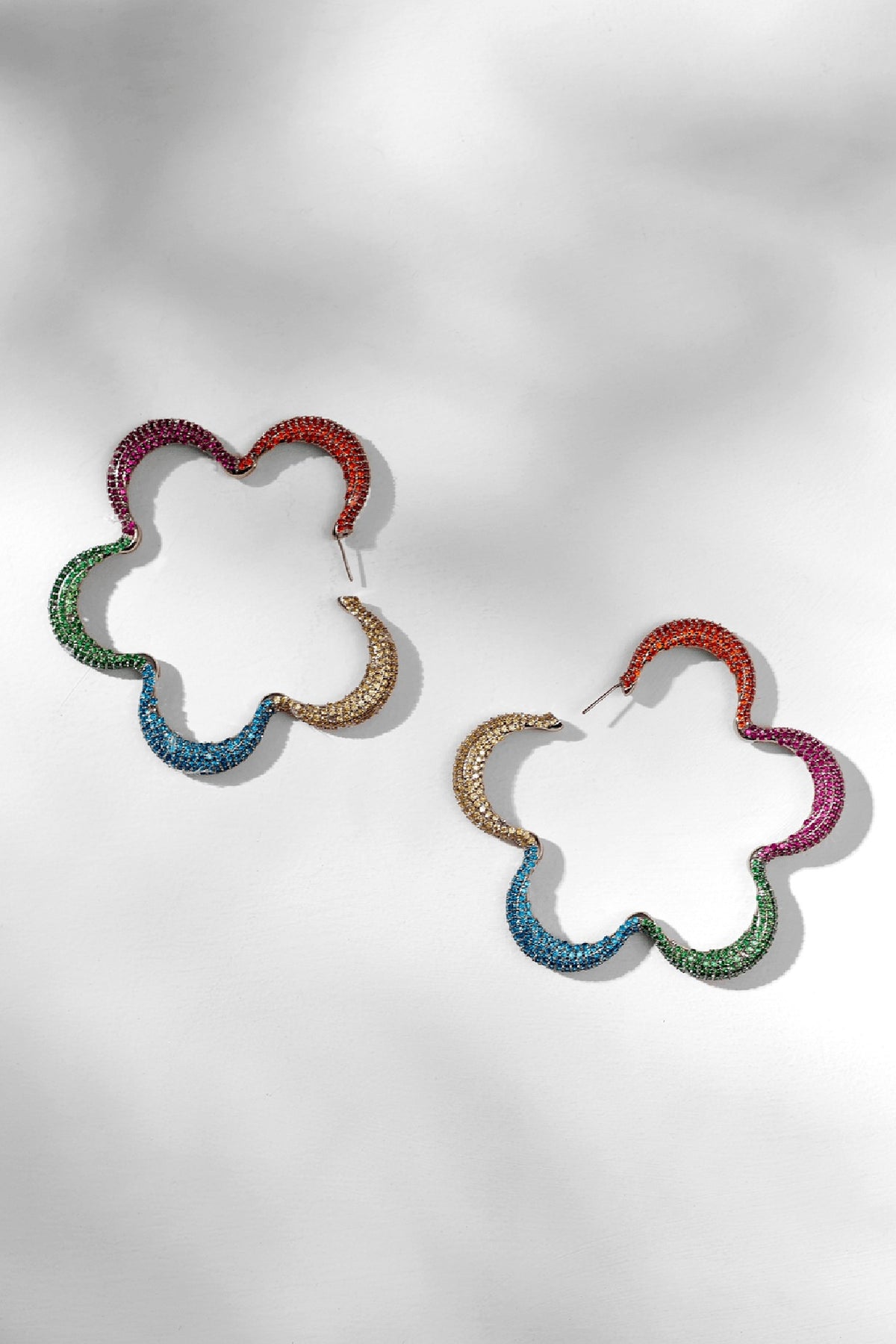 White Plated Cubic Zirconia Hoop Earrings